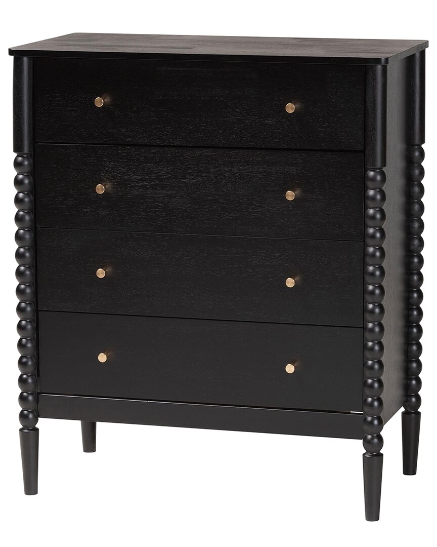 Baxton Studio Lucera Mid-century Bobbin Wood 4-drawer Chest