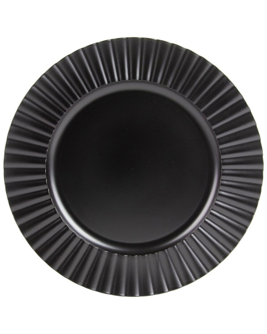 Ten Strawberry Street Set Of 12 Matte Sunburst Lacquer Chargers In Black
