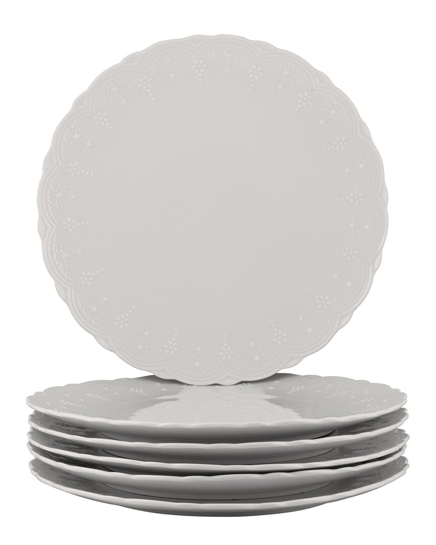 Ten Strawberry Street Set Of 6 Valentina Dinner Plates In White