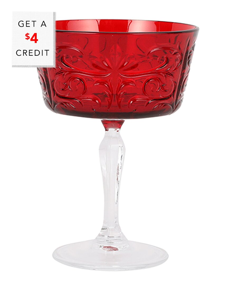 VIETRI VIETRI BAROCCO RUBY COUPE CHAMPAGNE GLASS WITH $4 CREDIT