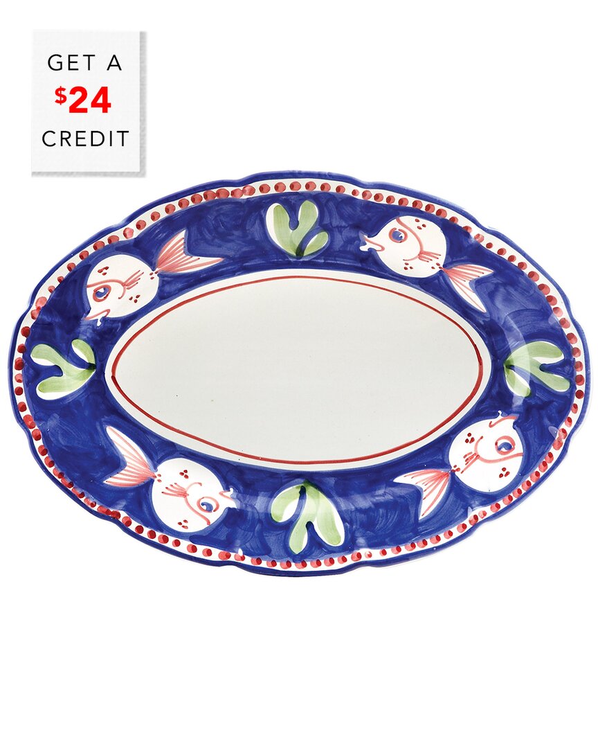 Shop Vietri Campagna Pesce Oval Platter With $24 Credit In Navy