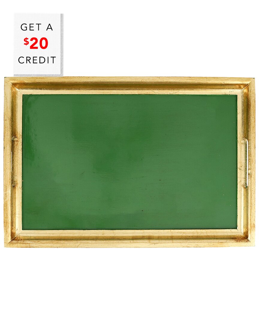 Shop Vietri Florentine Wooden Accessories Green & Gold Medium Rectangular Tray With $15 Credit