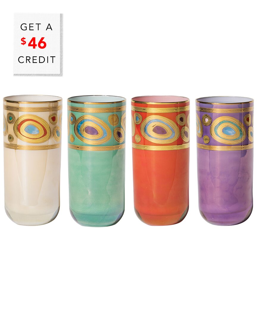 Vietri Regalia Assorted High Ball Glasses, Set Of 4 In Multi