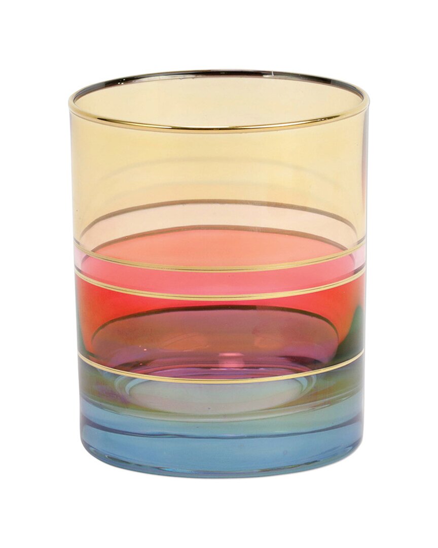 Vietri Regalia Deco Blue Double Old Fashioned Glass In Blue