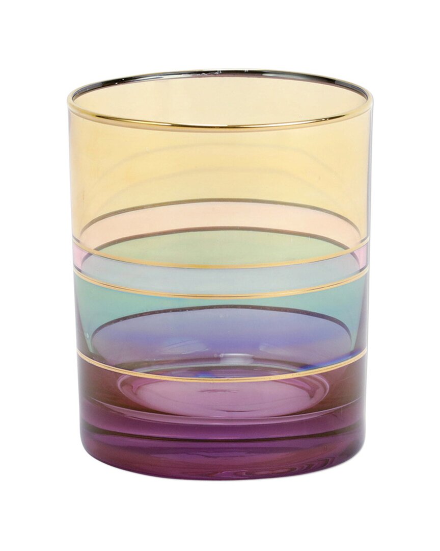 Vietri Regalia Deco Blue Double Old Fashioned Glass In Purple