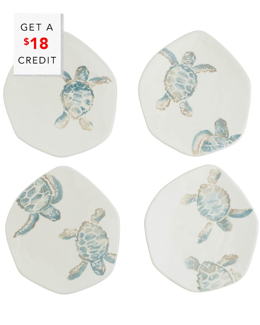 Shop Vietri Set Of 4 Tartaruga Assorted Salad Plates With $18 Credit In Blue