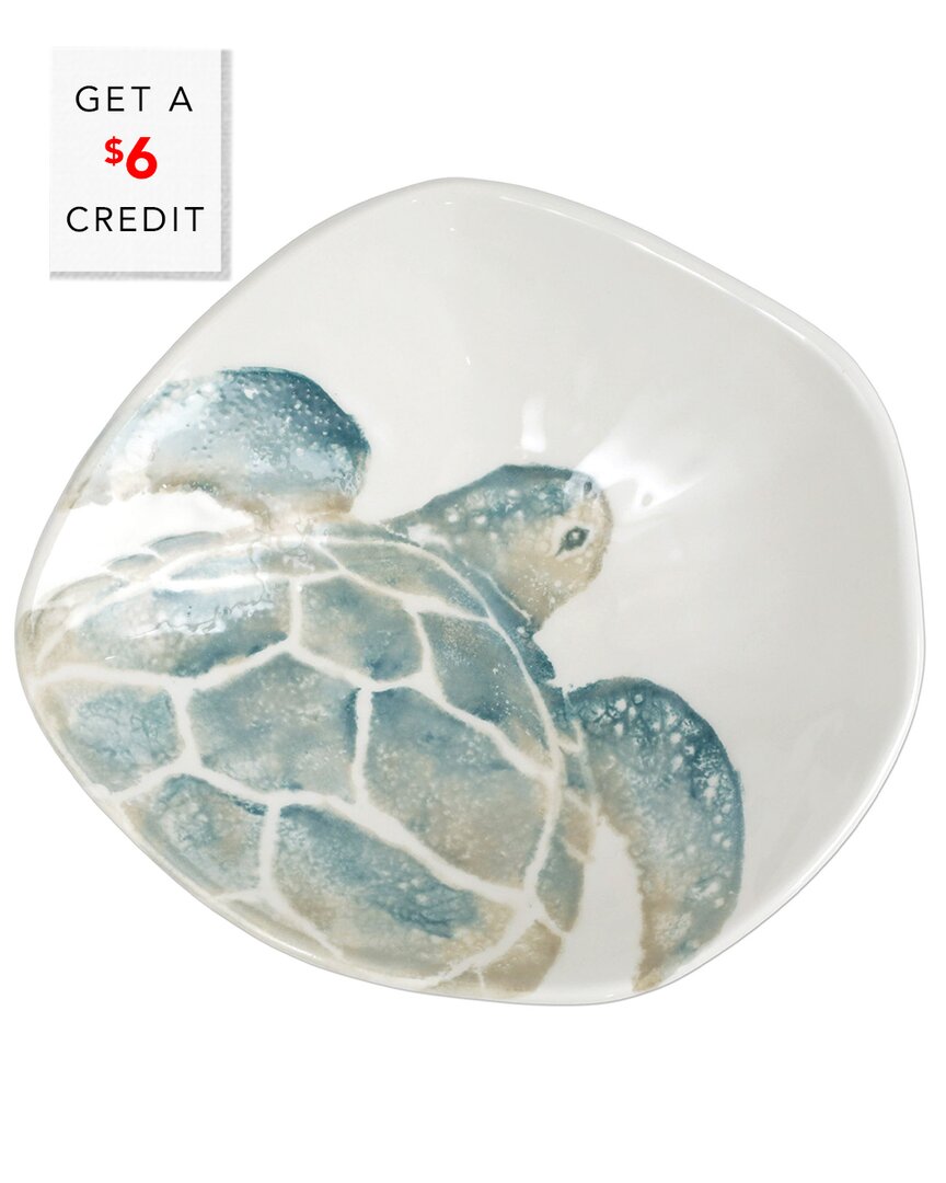 Vietri Tartaruga Oblong Small Serving Bowl With $6 Credit In Blue