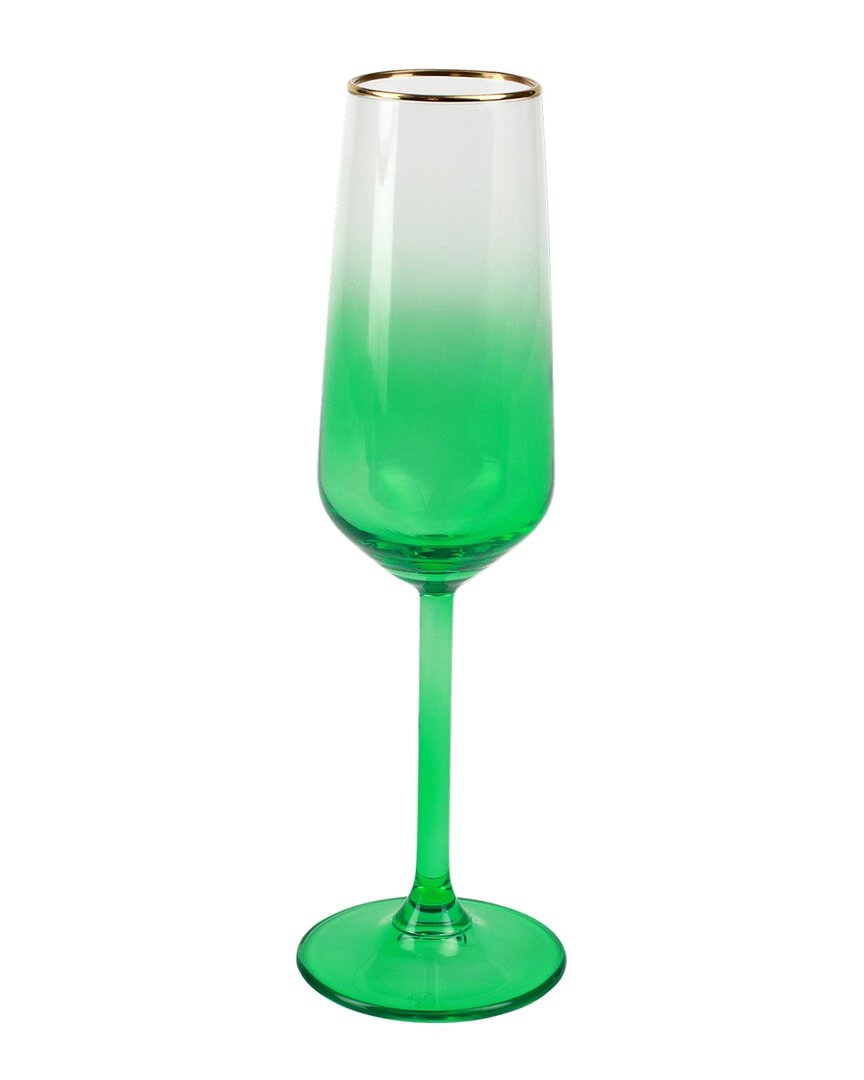 Vietri Rainbow Emerald Champagne Flute