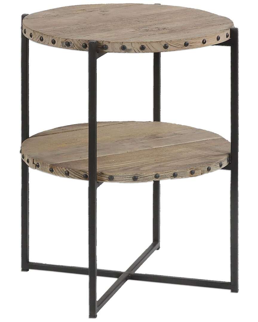 Uttermost Kamau Round Accent Table In Brown