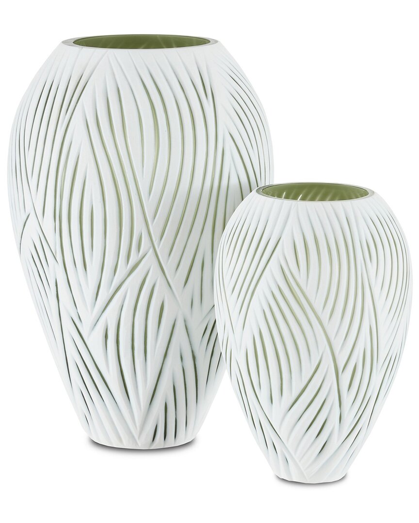 Currey & Company Set Of 2 Patta Vases In White