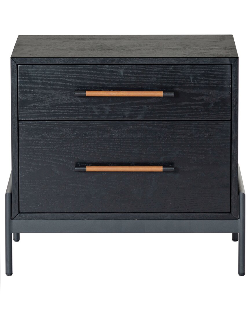 Safavieh Couture Chandri Vegan Leather Wrapped Handle Nightstand In Black