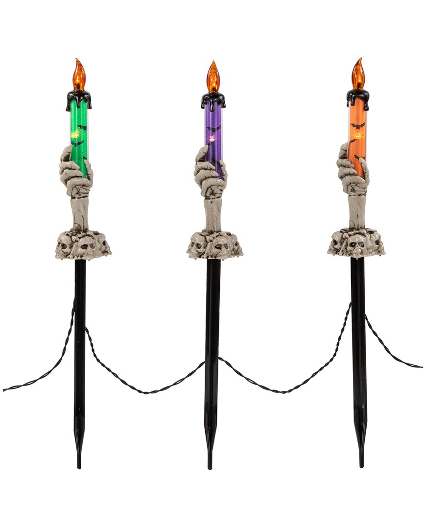 Northlight Led Lighted Skeleton Candle Halloween Decorations In Multicolor