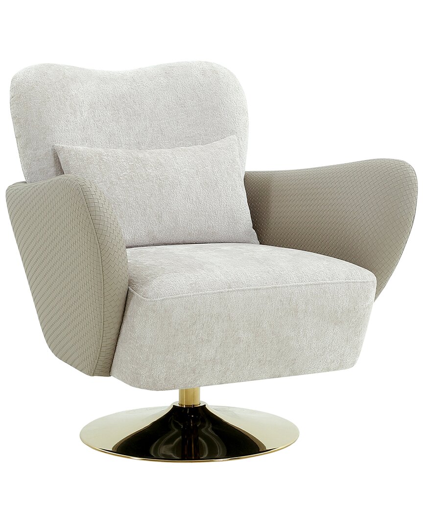 Pasargad Home Mercer Design Swivel Lounge Chair With Pillow In Beige
