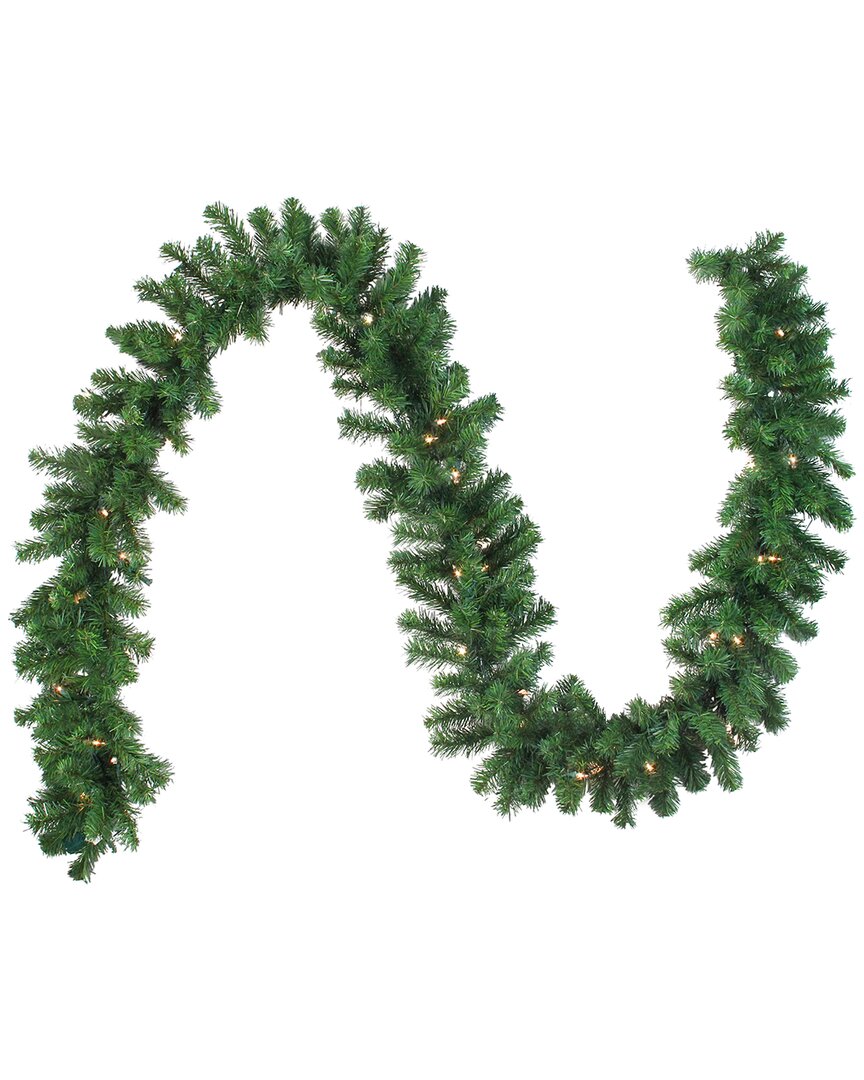 Northern Lights Northlight 9ft X 10in Pre-lit Oak Creek Pine Artificial Christmas Garland - Clear Dura-lit Lights In Green