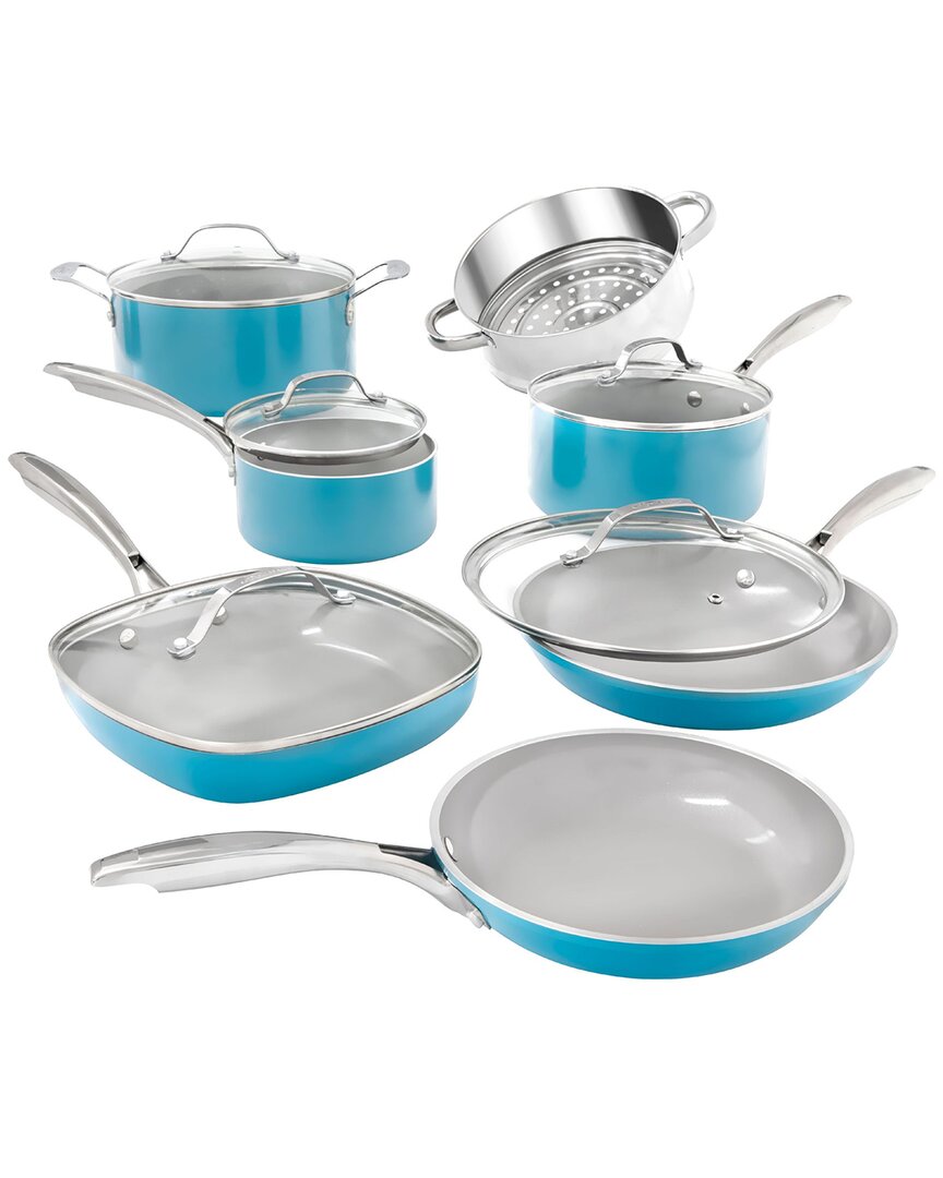 Gotham Steel Aqua Blue 12pc Cookware Set In Blue