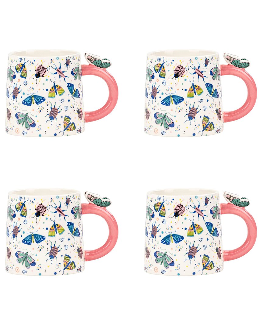 10 Strawberry Street Set Of 4 Butterfly Coffee Mugs