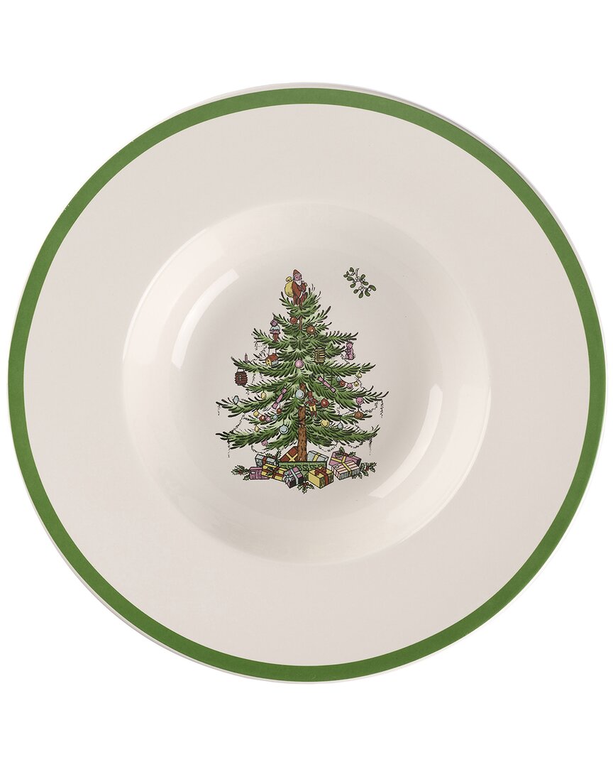 Spode Set Of 4 Conran Christmas Tree Rimmed Pasta Bowls In White