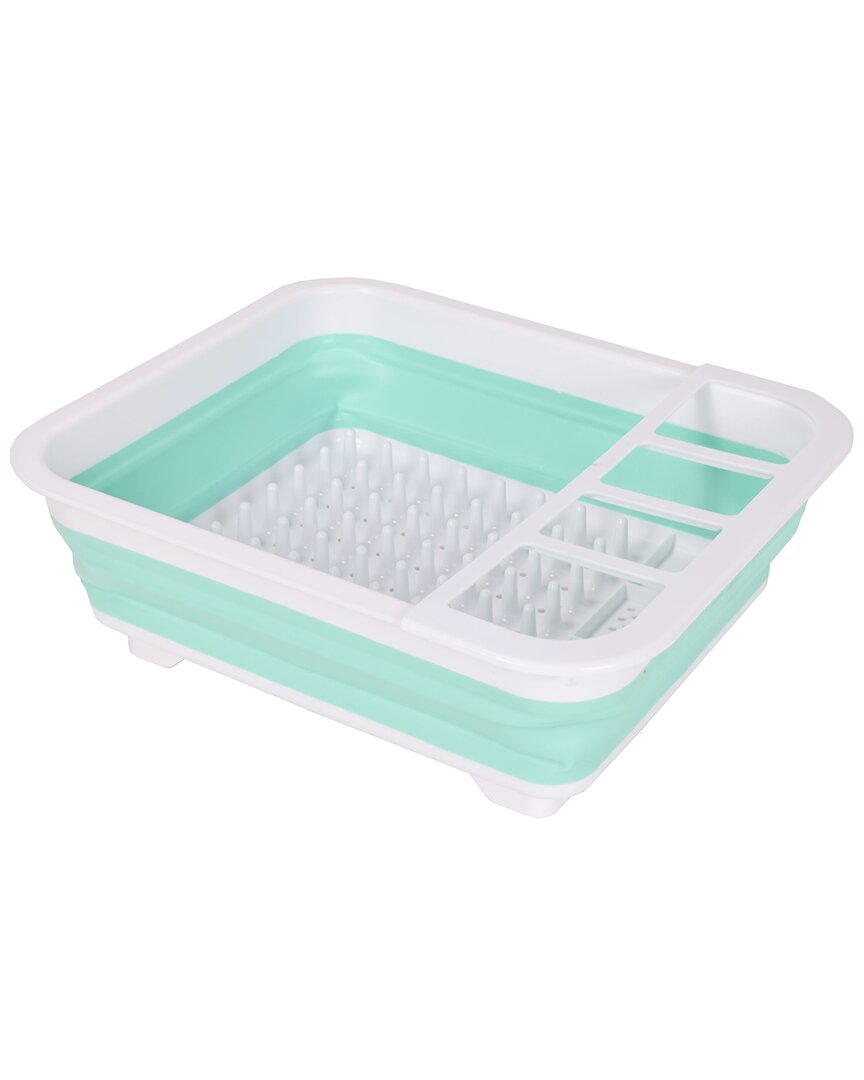 J&v Textiles Collapsible Dish Drying Rack In Blue