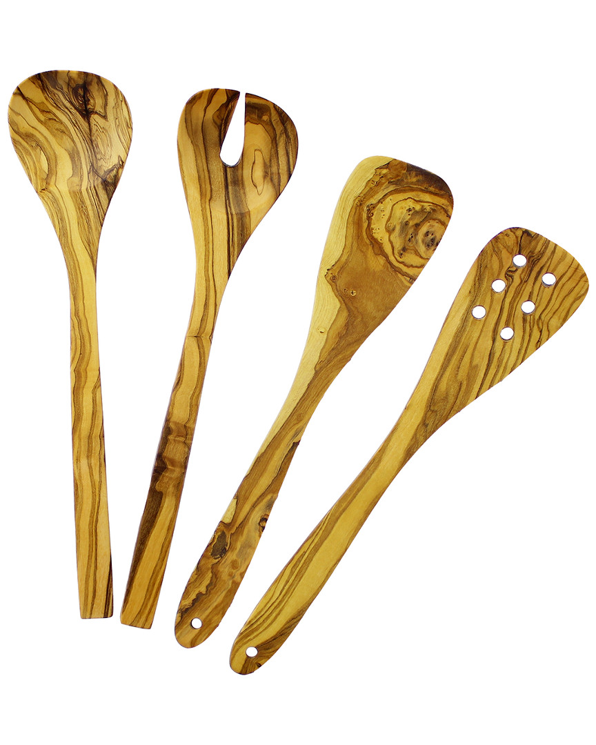 French Home Olive Wood 4pc Kitchen Utensil Set