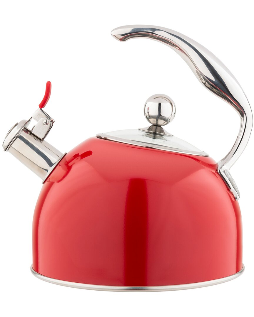 VIKING 2.6QT RED STAINLESS STEEL WHISTLING KETTLE