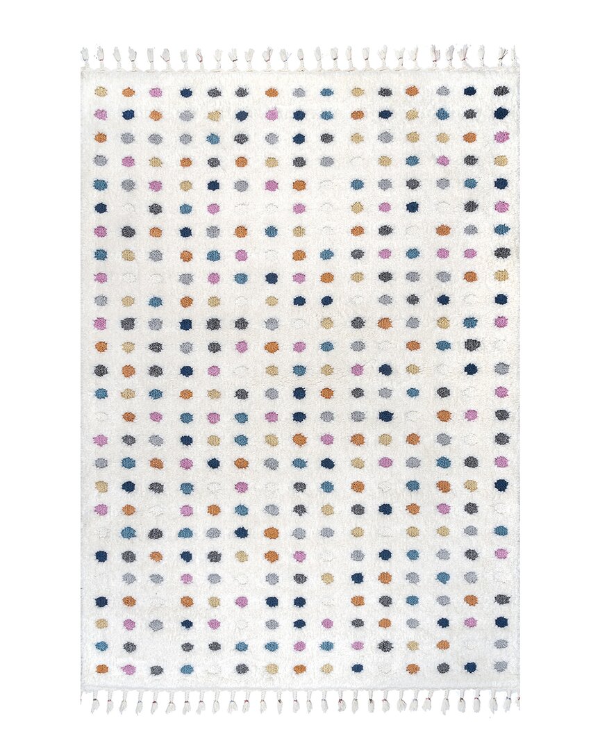 Shop Nuloom Behati High-low Polka Dot Tassel Rug In Beige
