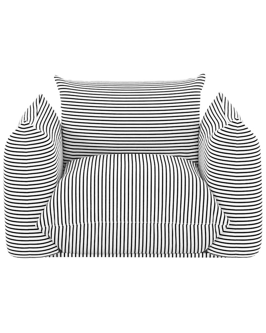 Tov Furniture Saint Tropez Striped Stuffed Outdoor Armchair In Black