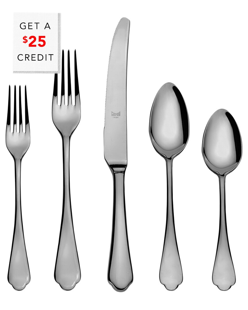 Mepra Dolce Vita Mirror Oro Nero 5pc Place Setting With $25 Credit
