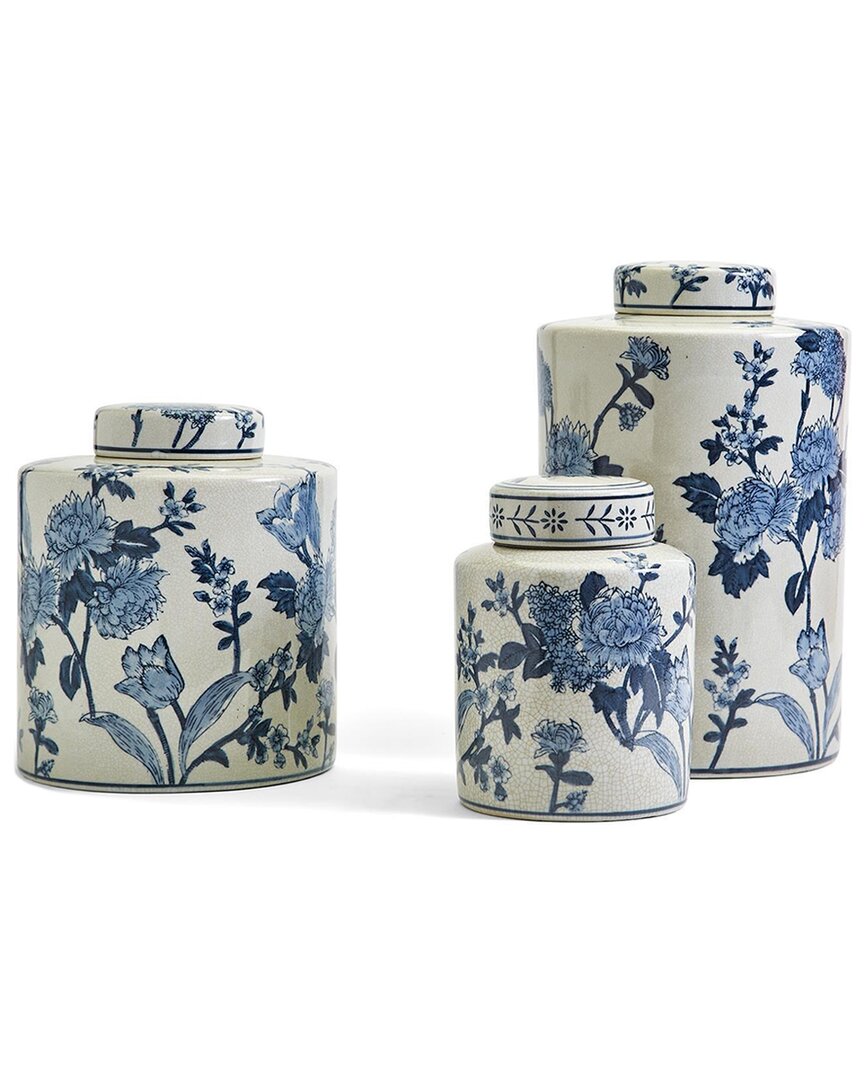 Two's Company Set Of 3 Japanese Blossom Tea Jars In Multicolor
