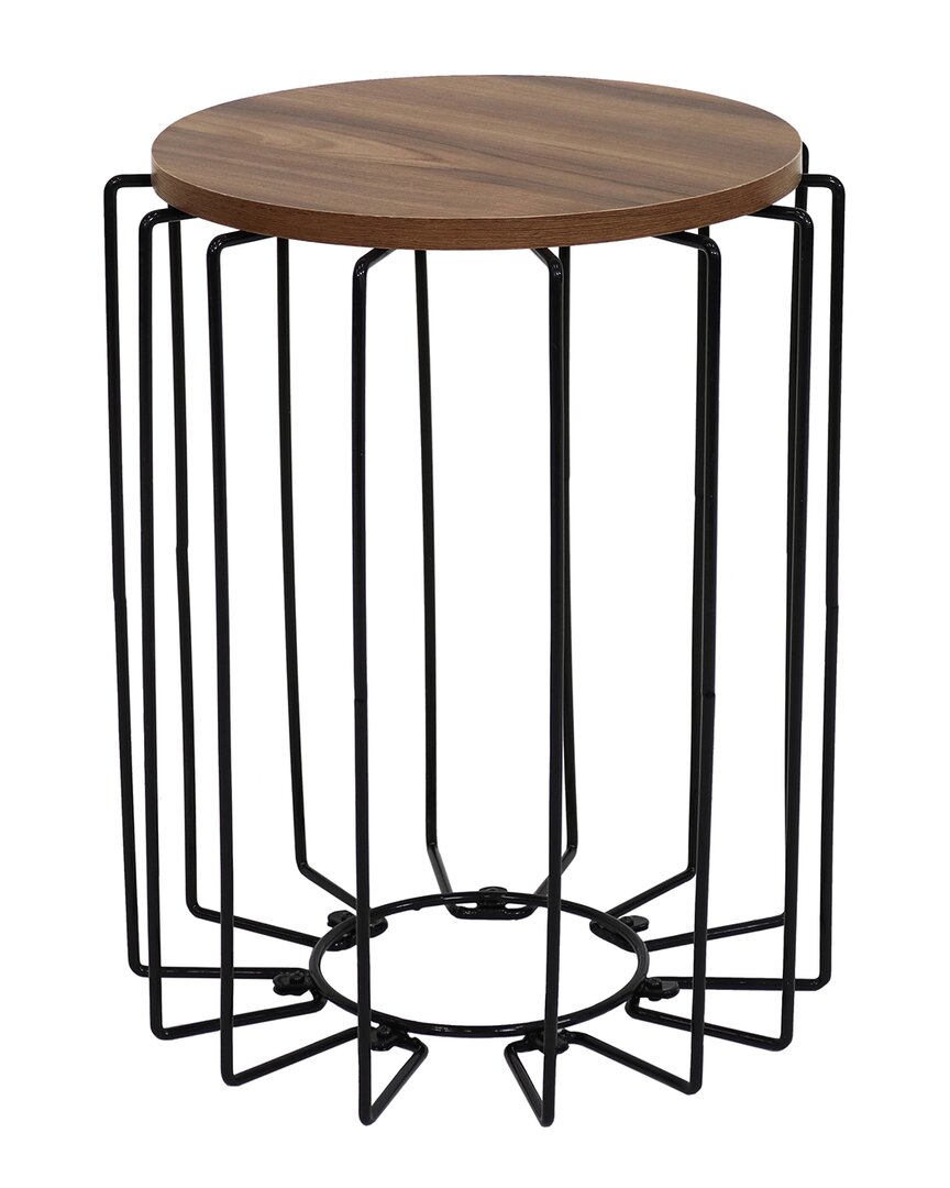 Sunnydaze Woodgrain-look Wire End Table In Brown