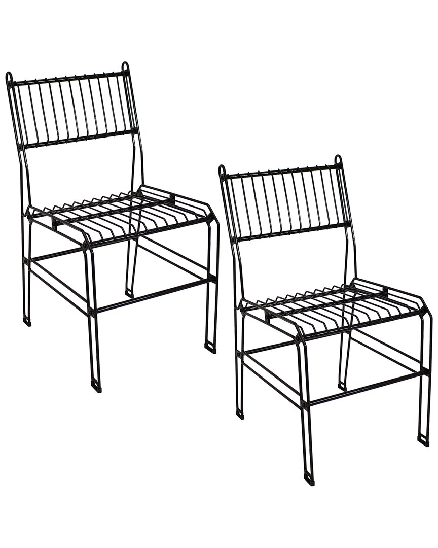 Sunnydaze Outdoor Furniture Steel Wire Dining Chairs - Black - 2pc In Black