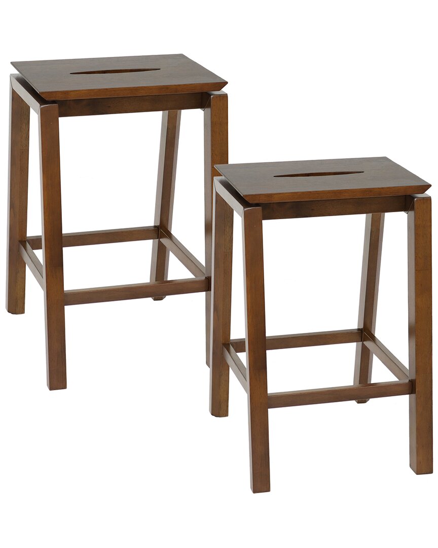 Sunnydaze Set Of 2 Modern Counter-height Stools In Brown