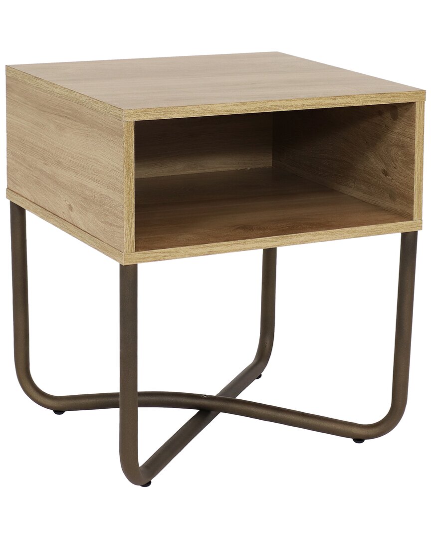 Sunnydaze Industrial Style Side Table In Brown
