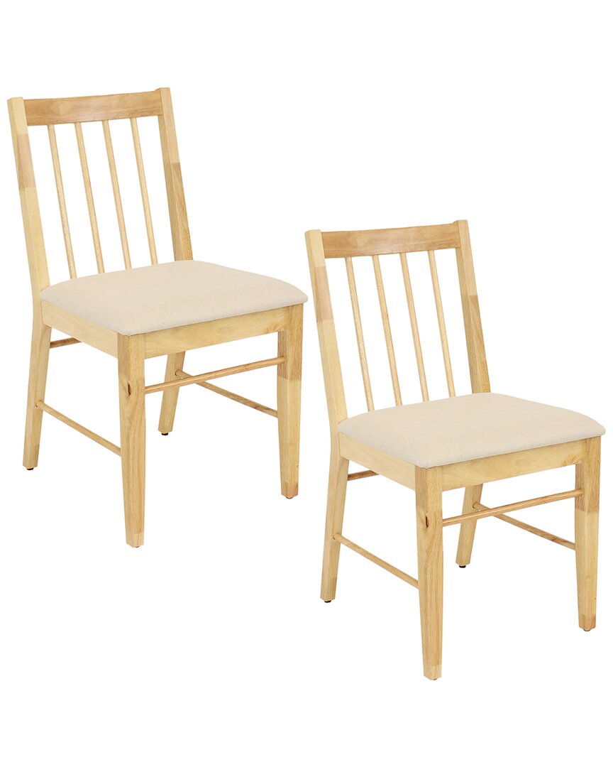 Sunnydaze Set Of 2 Slat-back Dining Side Chairs In Brown