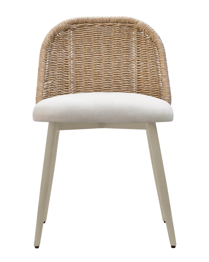 Tov Furniture Alexa Rattan Performance Fabric Dining Chair In White
