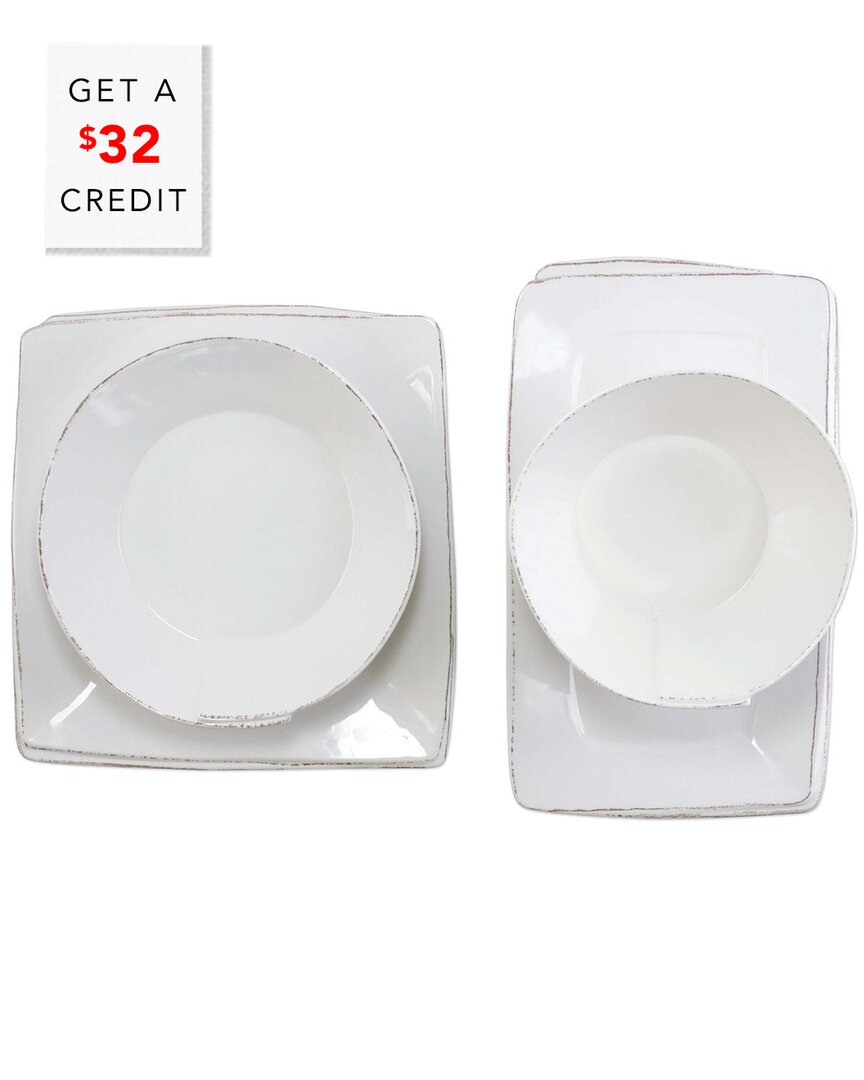 Vietri Melamine Lastra 4-piece Serve Ware Set, Service For 3 In White