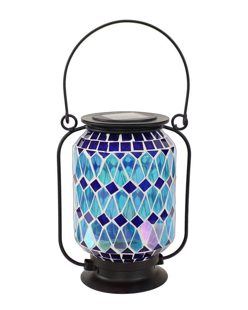Sunnydaze Decor Mosaic Glass Outdoor Solar Led Lantern In Blue