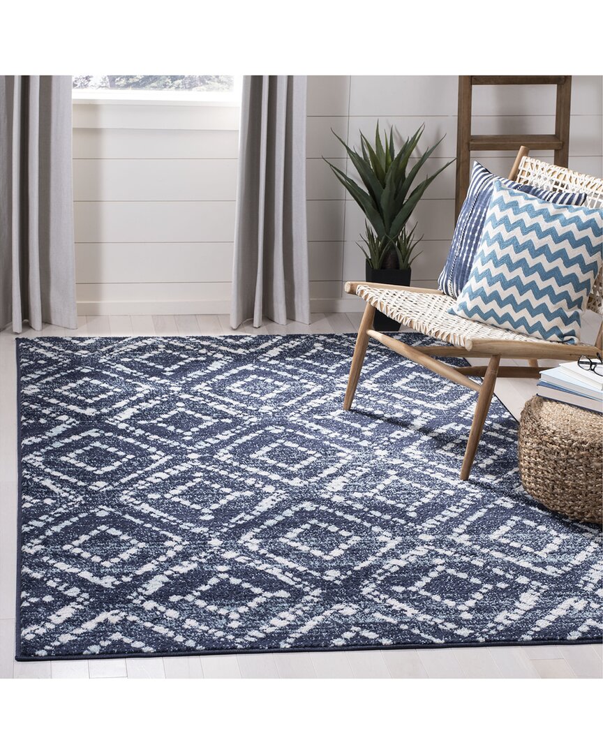 Safavieh Adirondack Facetis Power Loomed Rug Navy / Ivory In Blue