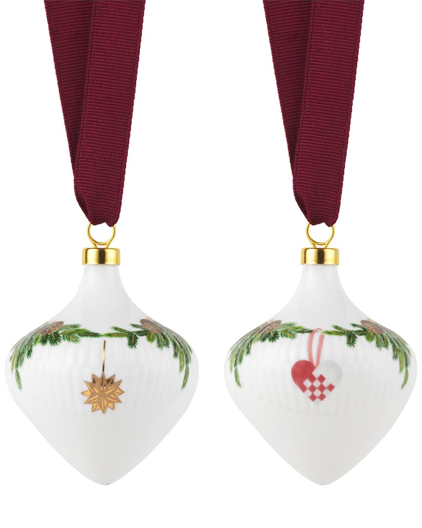 ROYAL COPENHAGEN ROYAL COPENHAGEN 2PC STAR FLUTED CHRISTMAS ORNAMENT SET