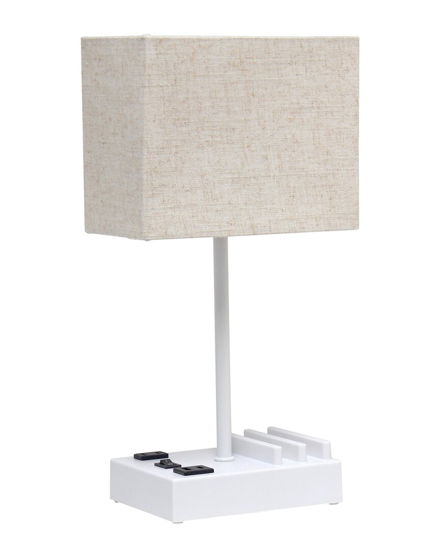 Lalia Home 15.3in Modern Rectangular Multi-use Lamp With 2 Usb Ports And Charging Outlet