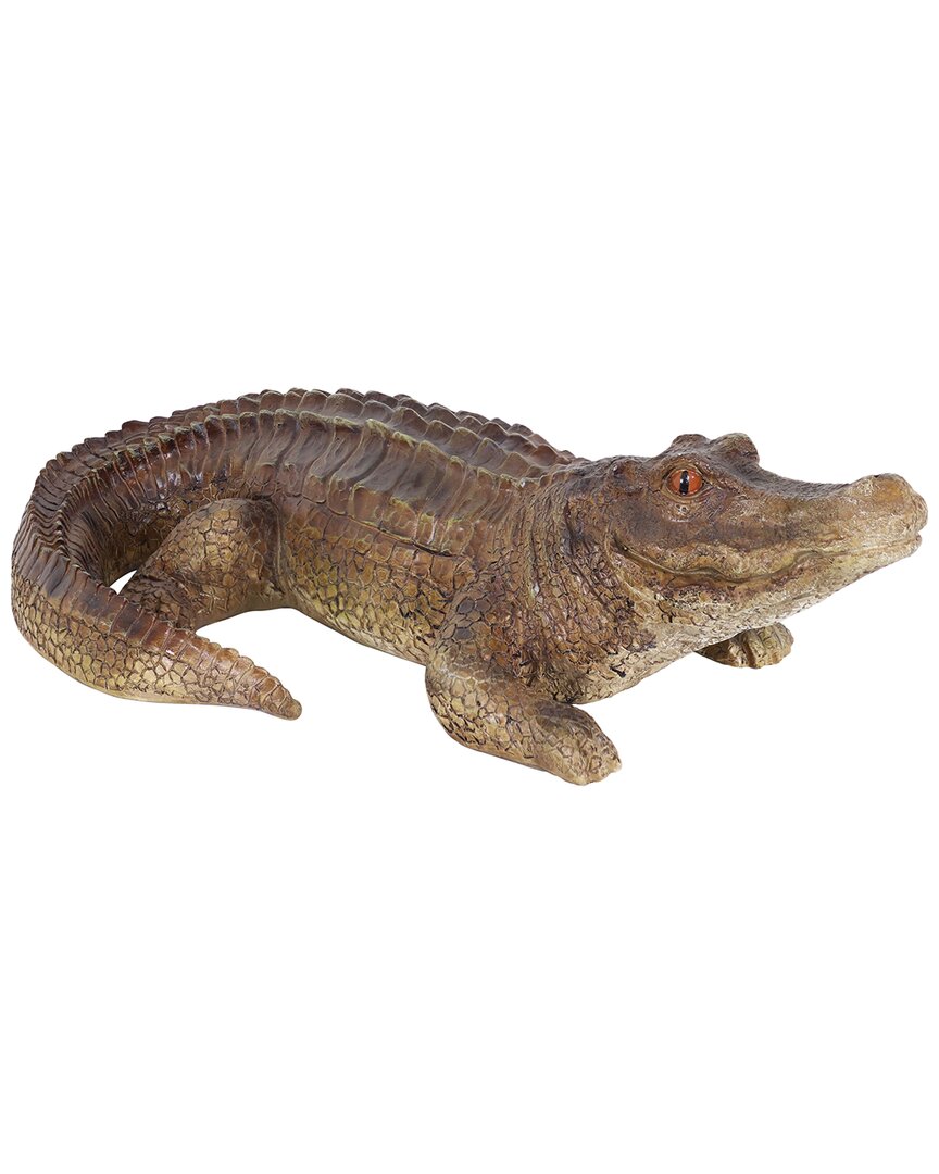 Sunnydaze Addison The Adventurous Alligator Polystone Statue In Brown