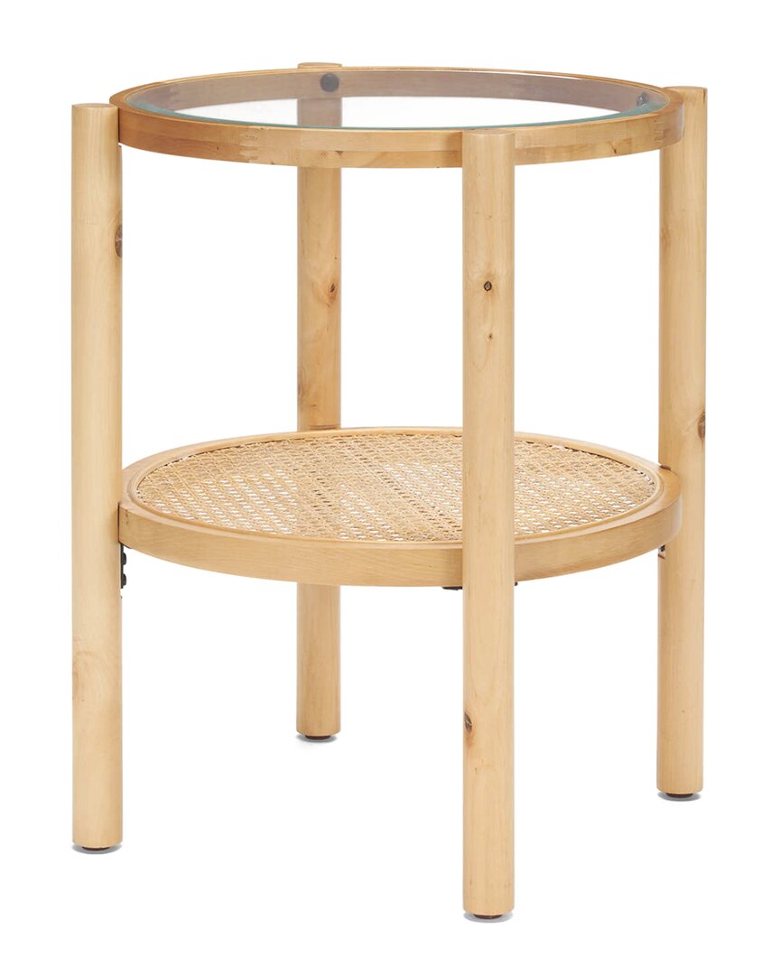 Mercana Weslyn Solid Wood & Glass Top Side Table