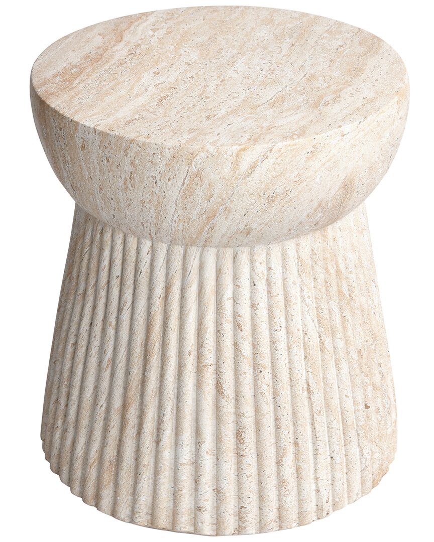 Empire Art Direct Radiant Harmony Travertine Finish Italian Design Side Table In Neutral