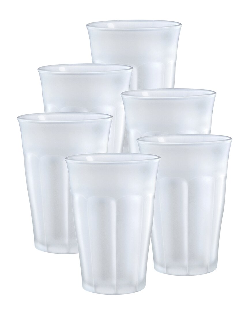 Duralex Set Of 6 Picardie 12oz Frosted Tumblers In White