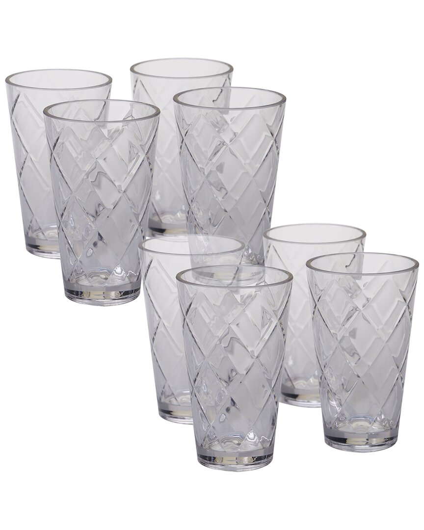 Certified International Set Of 8 Diamond Iced Tea Glasses In Clear