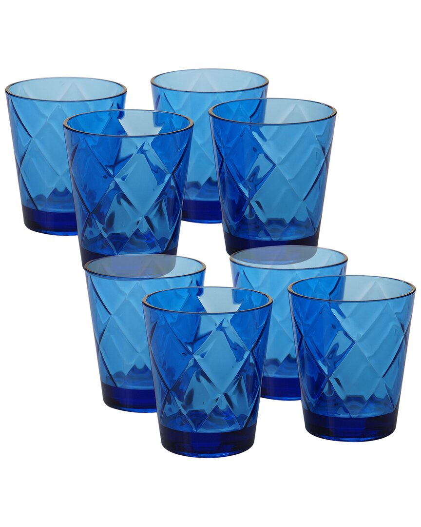 Shop Certified International Set Of 8 Diamond Double Old Fashioned Glasses In Blue