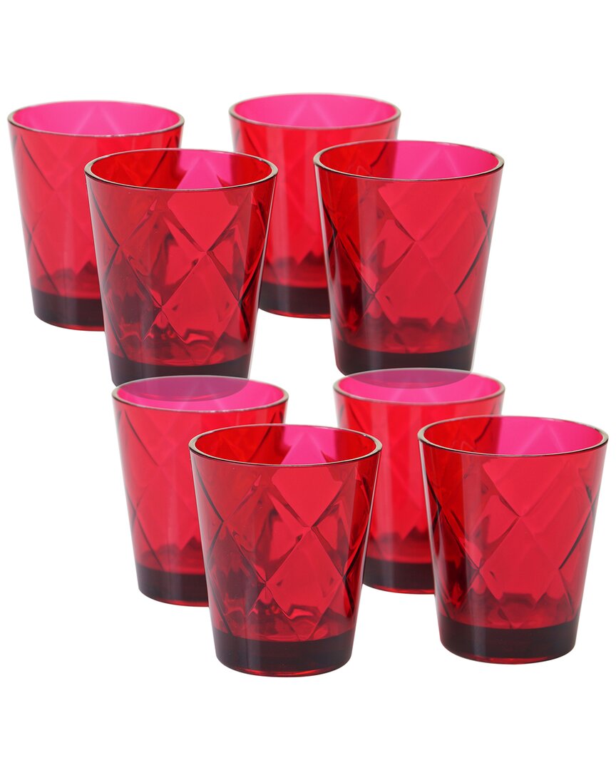 Shop Certified International Set Of 8 Diamond Double Old Fashioned Glasses In Red