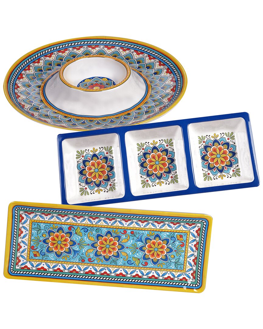 Certified International Portofino Melamine 3-pc. Hostess Set In Multicolor