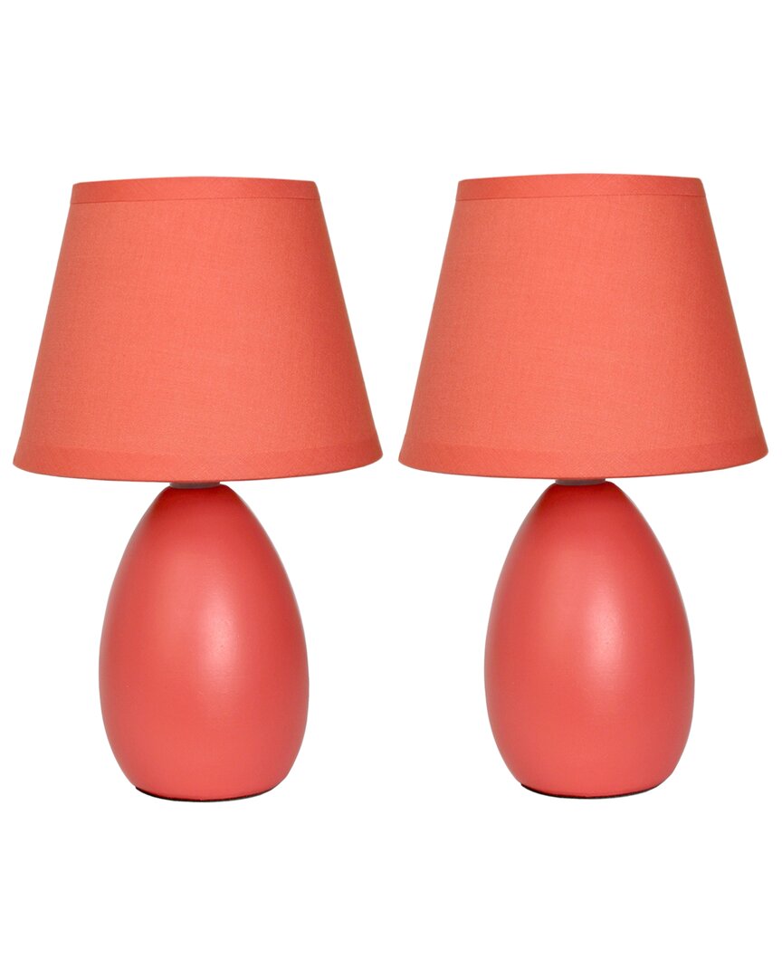 Lalia Home Laila Home Mini Egg Oval Ceramic Table Lamp 2pk Set In Orange