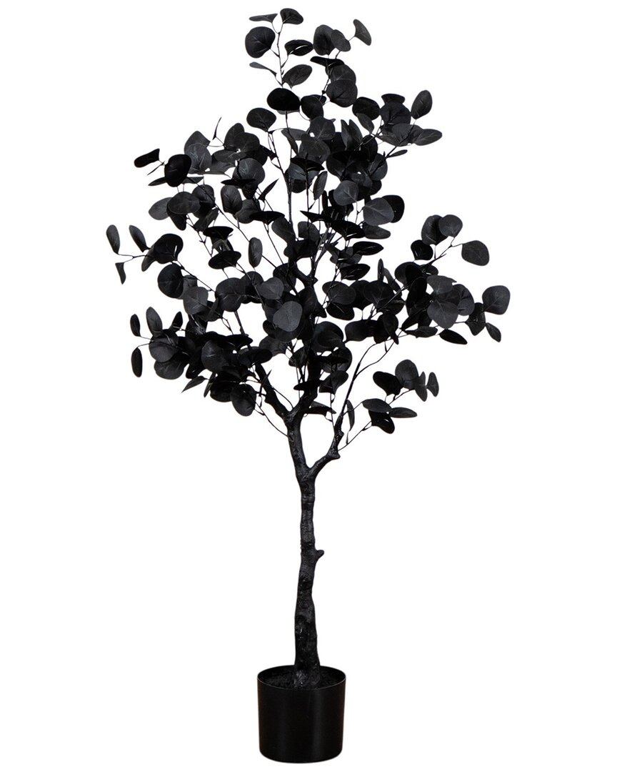 Nearly Natural 4ft. Artificial Halloween Black Eucalyptus Tree In Black