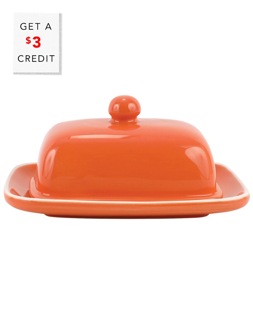 Vietri Chroma Butter Dish In Coral
